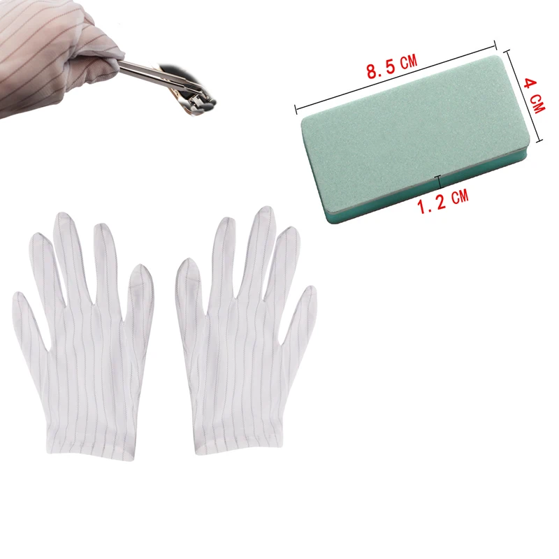 2PCS Anti-static Dust-free Gloves Watch Repair Tool Polishing Watch  Strip Gold Silver Jewelry Sandpaper Bar Pad Brush Tool Set