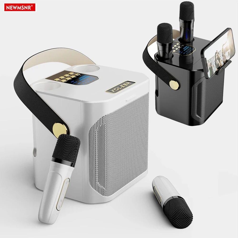 

High Power Karaoke Bluetooth Speaker Portable 360 Stereo Surround Waterproof Wireless Subwoofer with 2 Mic Boombox music player