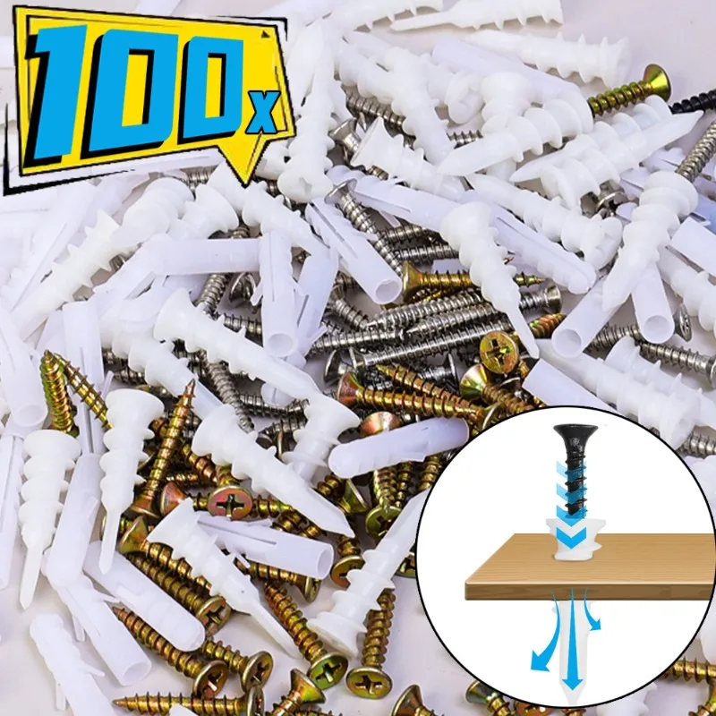 100/10sets M6 M10 Serrated Steel Wall Anchors Expansion Tube Pipe Self Tapping Screw Drilling Plug for Concrete Wall Bolt Anchor