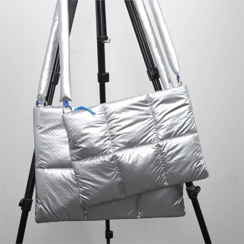 Ins الفضة حقيبة لابتوب المرأة ماك بوك اير 13.3 14 15.6 16 بوصة حافظة ماك بوك ملحقات تخزين للصدمات الكتف Y2k حقيبة دفتر