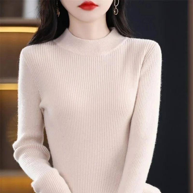 

New Women Sweater Autumn Long Sleeve Pullover Basic Top Fashion O-neck Elastic Female Winter Solid Knitted Jumper