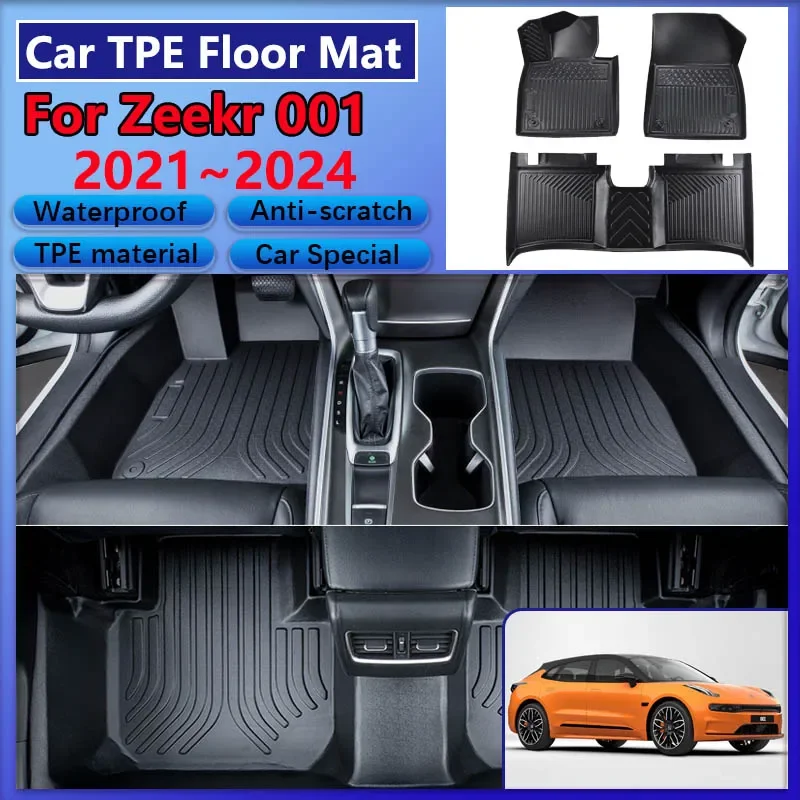 For Zeekr 001 2021 2022 2023 2024 Car Floor Mats Waterproof Dirt-resistant Mud Carpet LHD Foot Pad Leather Cushion Accessories