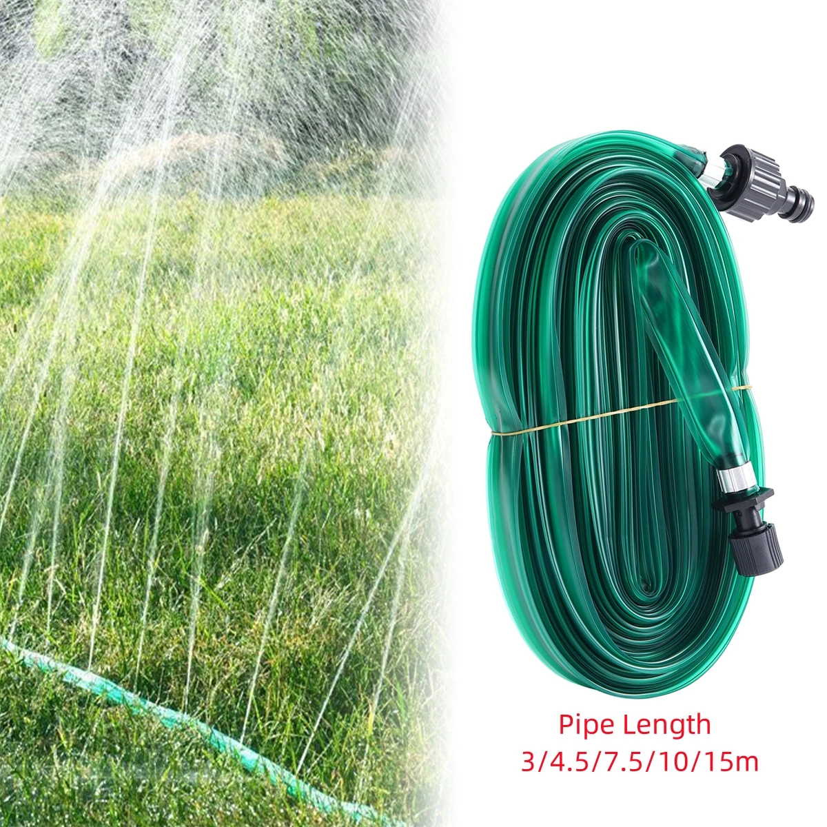 1Set 3/4.5/7.5/10/15m PVC Green Soaking Hose&16mm Joint Garden Lawn Micro-Irrigation Cooling Dust Removal Seepage Belt With Hole