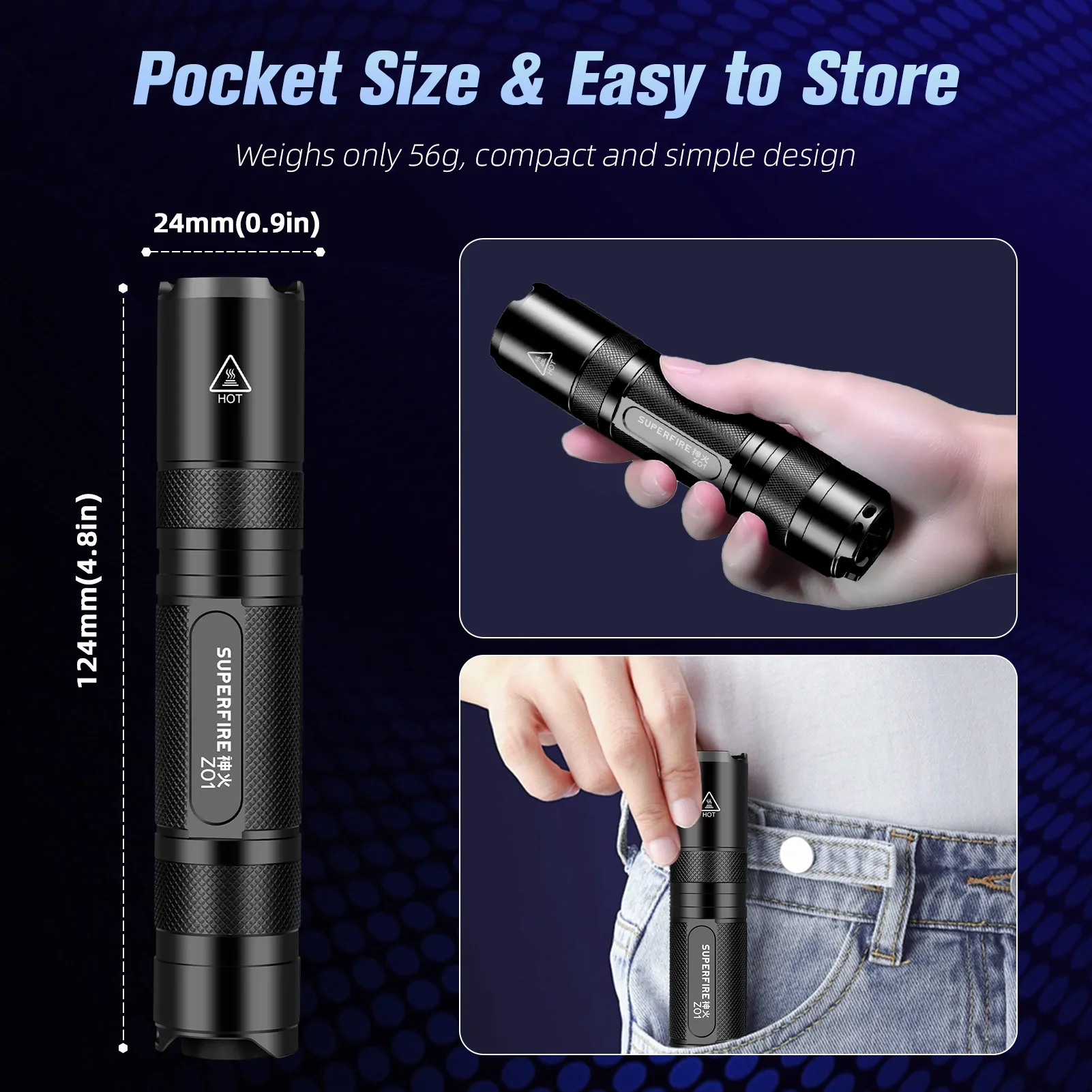 SUPERFIRE Z01 Uv Flashlight Mini Ultraviolet Torch 365nm Portable Aluminum Alloy Led Pet Urine Scorpion Detector Waterproof Lamp
