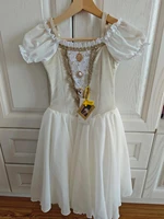 Vestido de bailarina largo profesional champán, disfraz de actuación para mujeres y adultos, vestido de tutú de Ballet para niños, vestido de tul, Ropa de baile para niñas