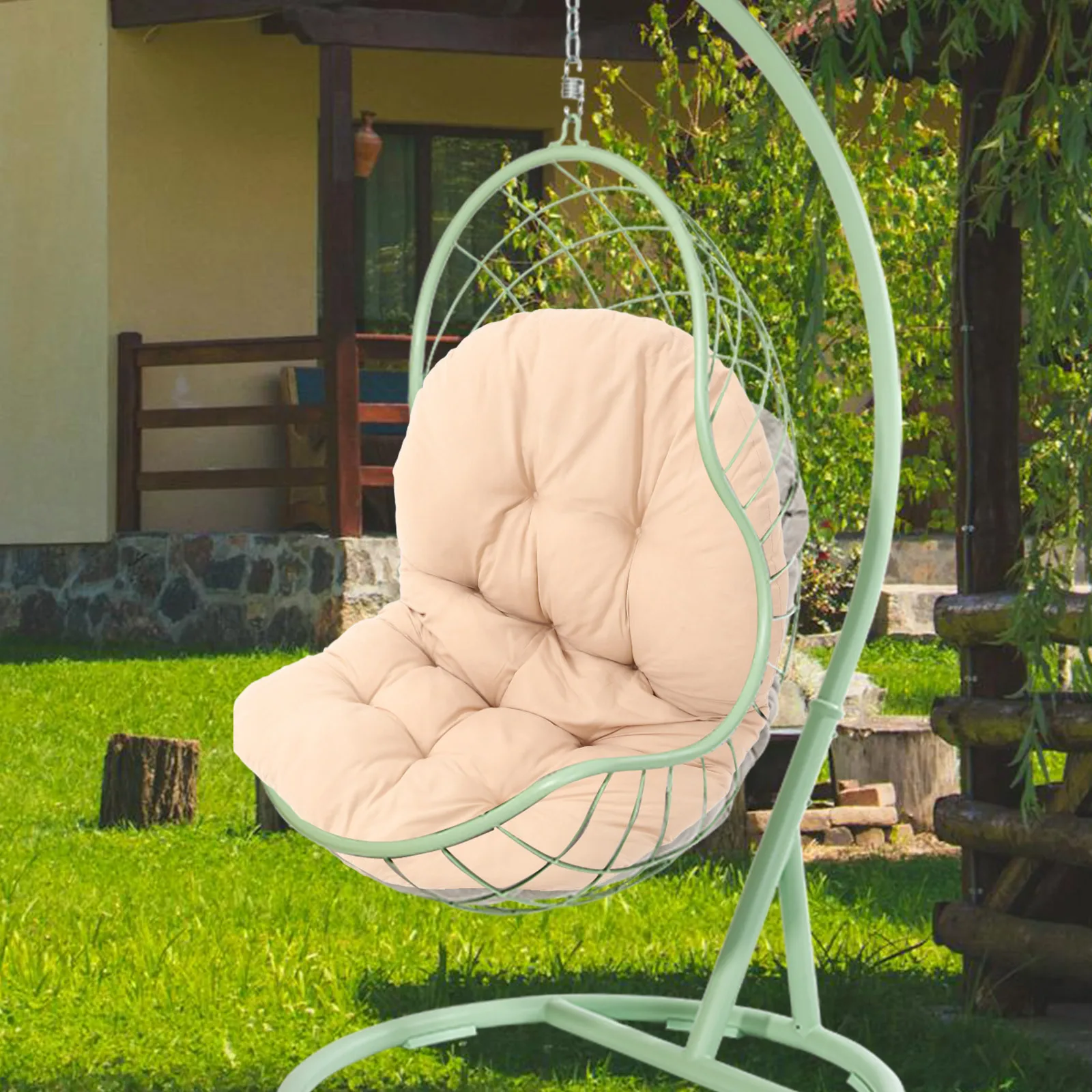 Hanging Egg Chair Cushion Waterproof Uv Resistant High Density Foam Outdoor Swing Seat Pad Washable Replacement For Rattan