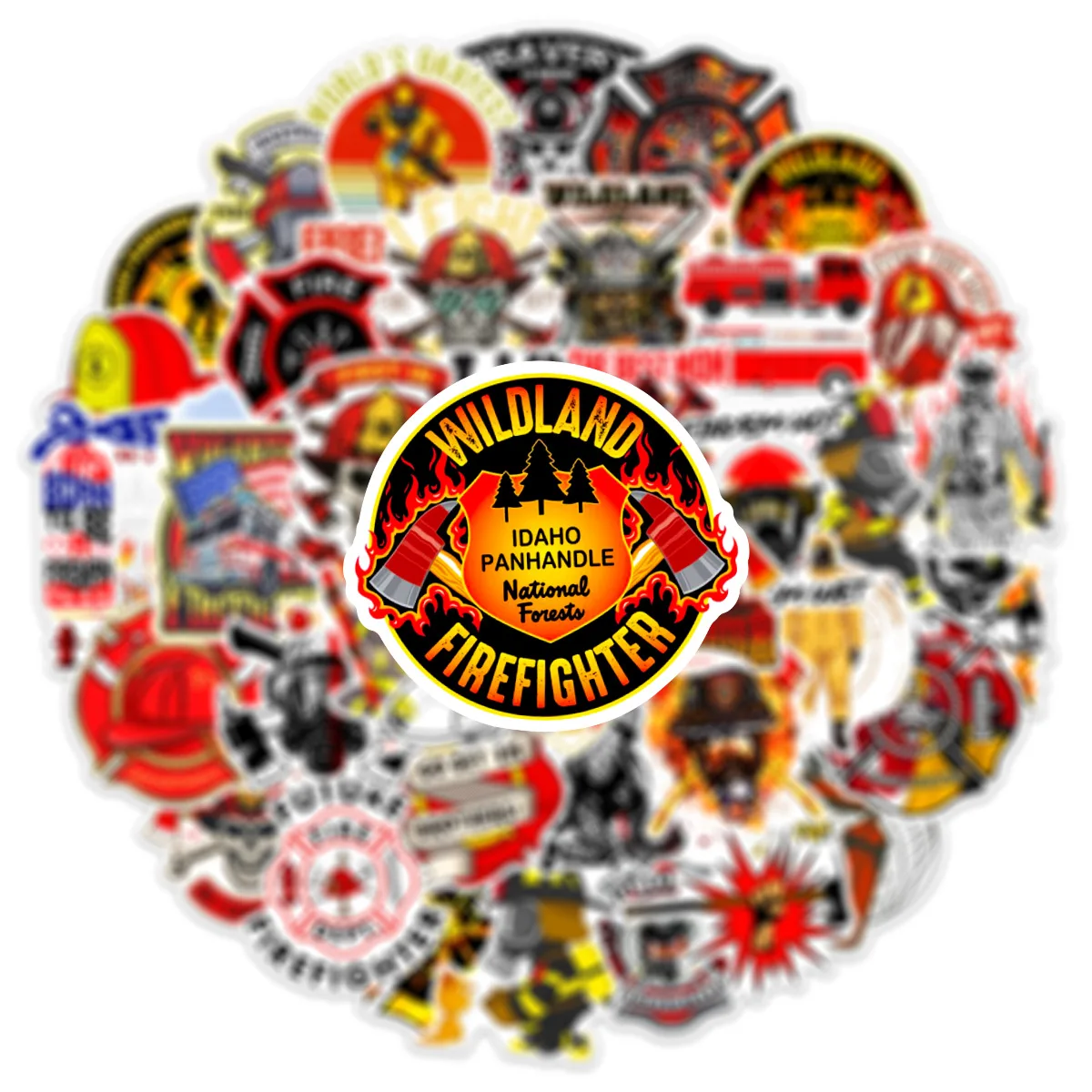 10/25/50pcs Firefighter Graffiti Stickers Decals for Laptop Pad Phone Fridge Luggage Water Bottle Skateboard Motorcycle Helmet