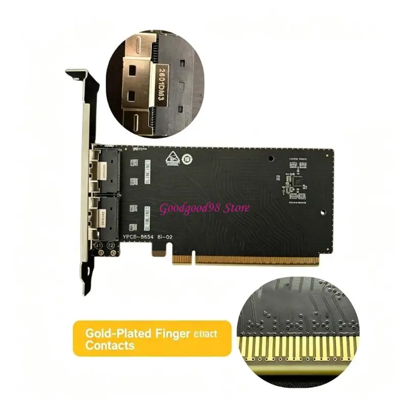 SFF-8654 PCIe Card for Internal Storage Routing, Add-On Board with Metal Mount Design and Broad Platform Support for Host System