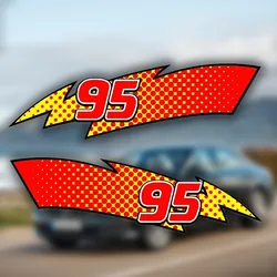 1Pair 95 Lightning Pattern Car Stickers for Racing Auto Window Side Body Bumper Rear Windshield Waterproof Car Decoration