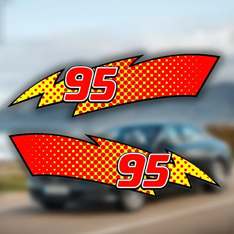 1Pair 95 Lightning Pattern Car Stickers for Racing Auto Window Side Body Bumper Rear Windshield Waterproof Car Decoration