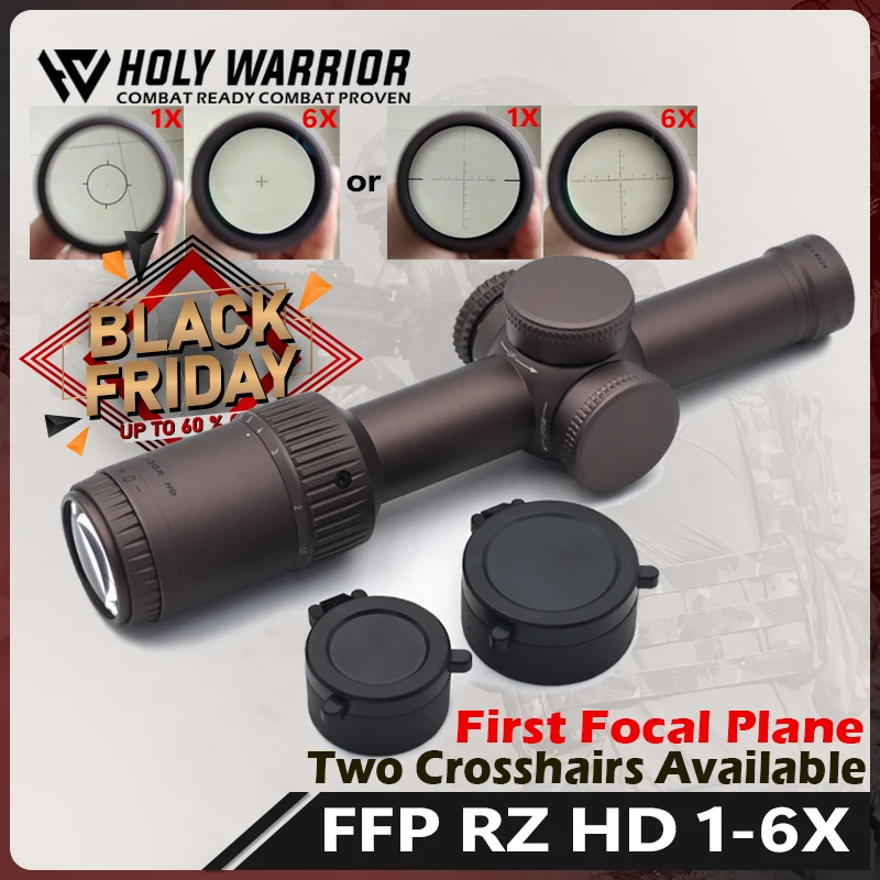 Holy Warrior New Tactical RZ HD 1-6X24mm First Focal Plane RIFLE SCOPE Airsoft Optic Rifle LPVO Scope 20mm Rail