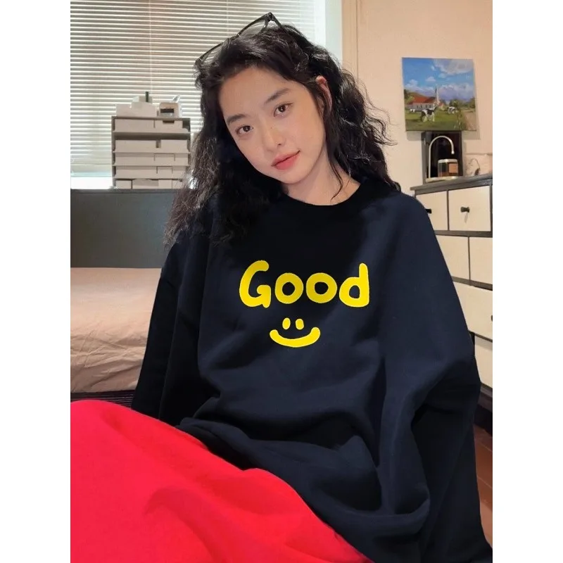 

New Fashion 3D Printed Letter Smile Pattern Round Neck T-shirt Casual Loose Simple Short Sleeve Breathable Quick-drying Top