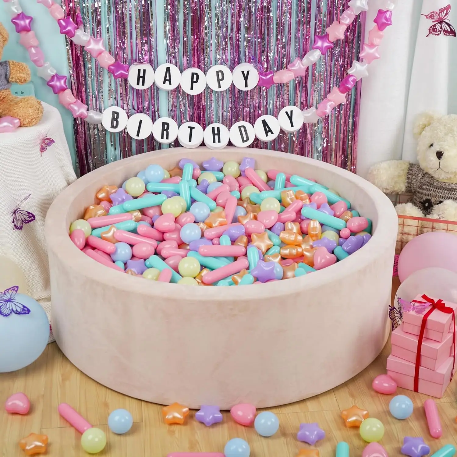 Boules de fosse à balles pour bébés et tout-petits, 200 pièces, sans Phtalate, sans BPA, en plastique anti-écrasement, Macaron Ocean Balls, jouet de jeu
