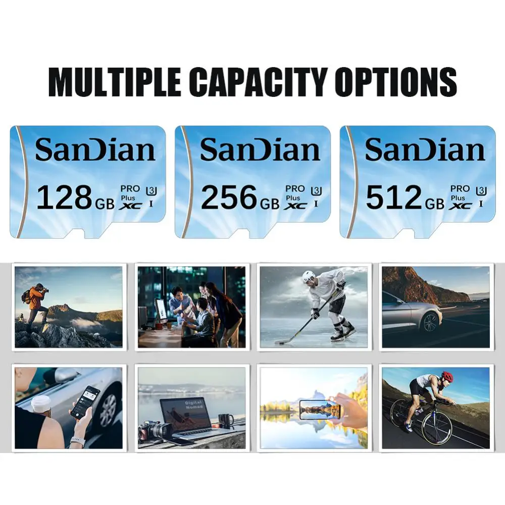 Sandian 2TB Micro TF SD การ์ด1TB ความเร็วสูงการ์ดความจำ128GB แฟลชคลาส10 SD การ์ด256GB แฟลชการ์ด TF 512GB สำหรับโทรศัพท์โดรน