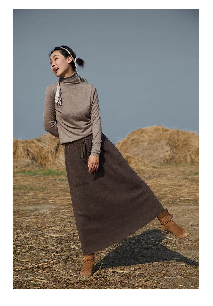 2024 Autumn Winter New Cashmere Skirt Women High Waist Skirt Female Fashion Solid Color Knitted Skirts Women