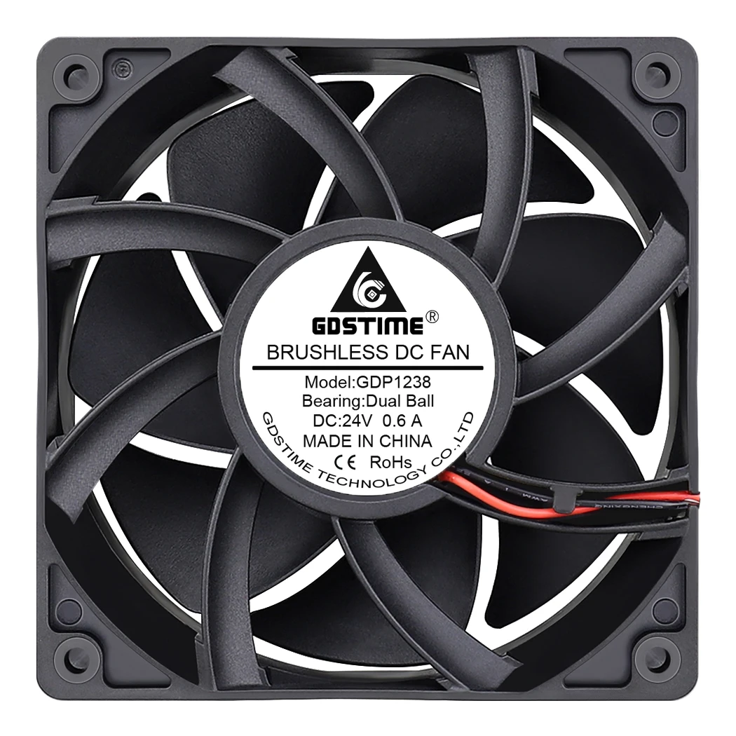 Gdstime 1PCS Booster Fan DC 24V 120x120x38mm Dual Ball Cooling Fan CPU PC Case Cooler 12038B 0.6A High Pressure