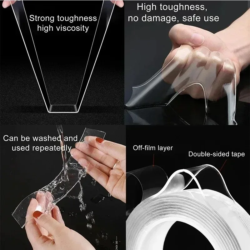 Strong Nano Adhesive Double-sided Tape with Super Strong Adhesion No Trace, Nail Free, Wall Mounted Strong Load-bearing Capacity image 5