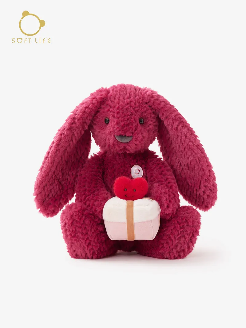 

Soft Life Valentine Day Limited Rabbit Plush Toy Soft Cuddly Comforting Doll With Heart Gift Box Romantic Gift For Girlfriend