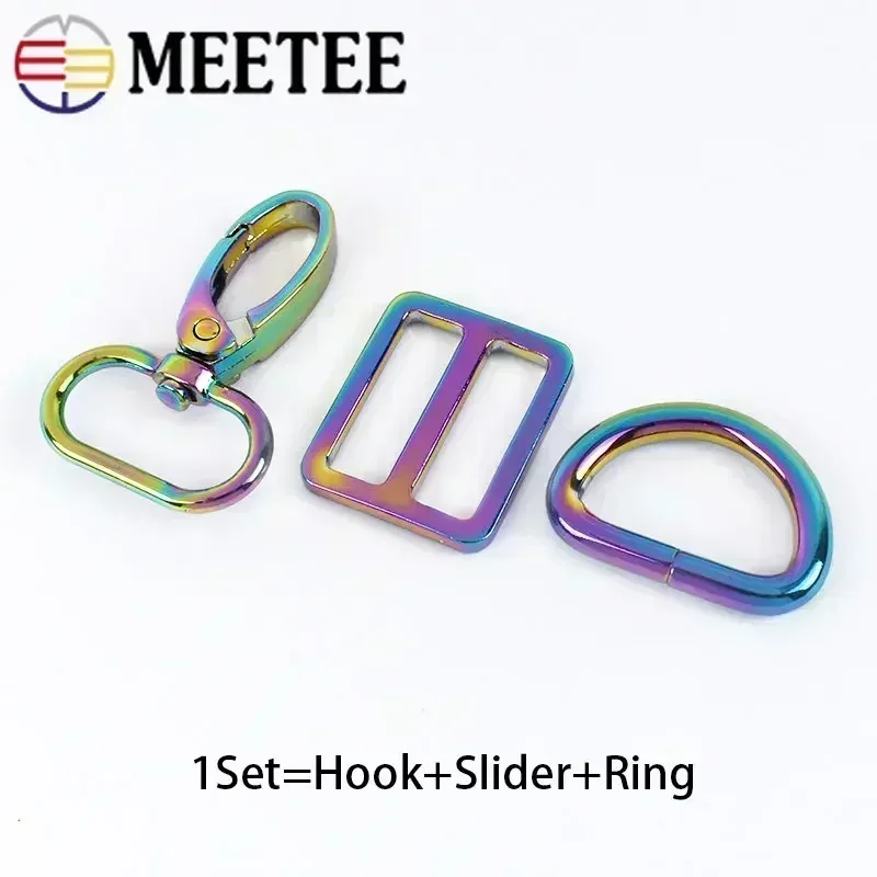 2 juegos de hebillas de Metal de 16-38mm, gancho mosquetón, anillo en D, correa para bolso, correas ajustables, cierre deslizante para Collar de