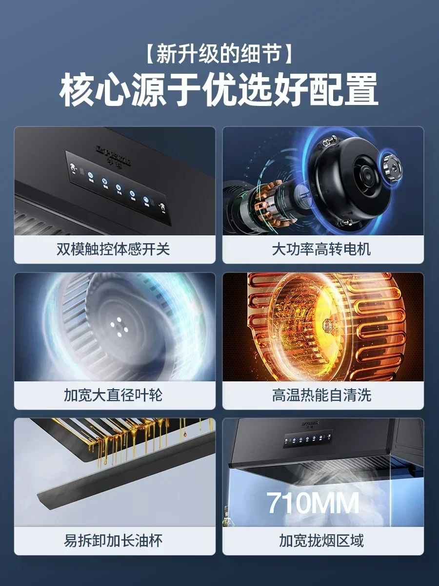 Большая вытяжка в китайском стиле, маленькая старомодная вытяжка для аренды, дома, кухни, съемная бытовая простая верхняя всасывание