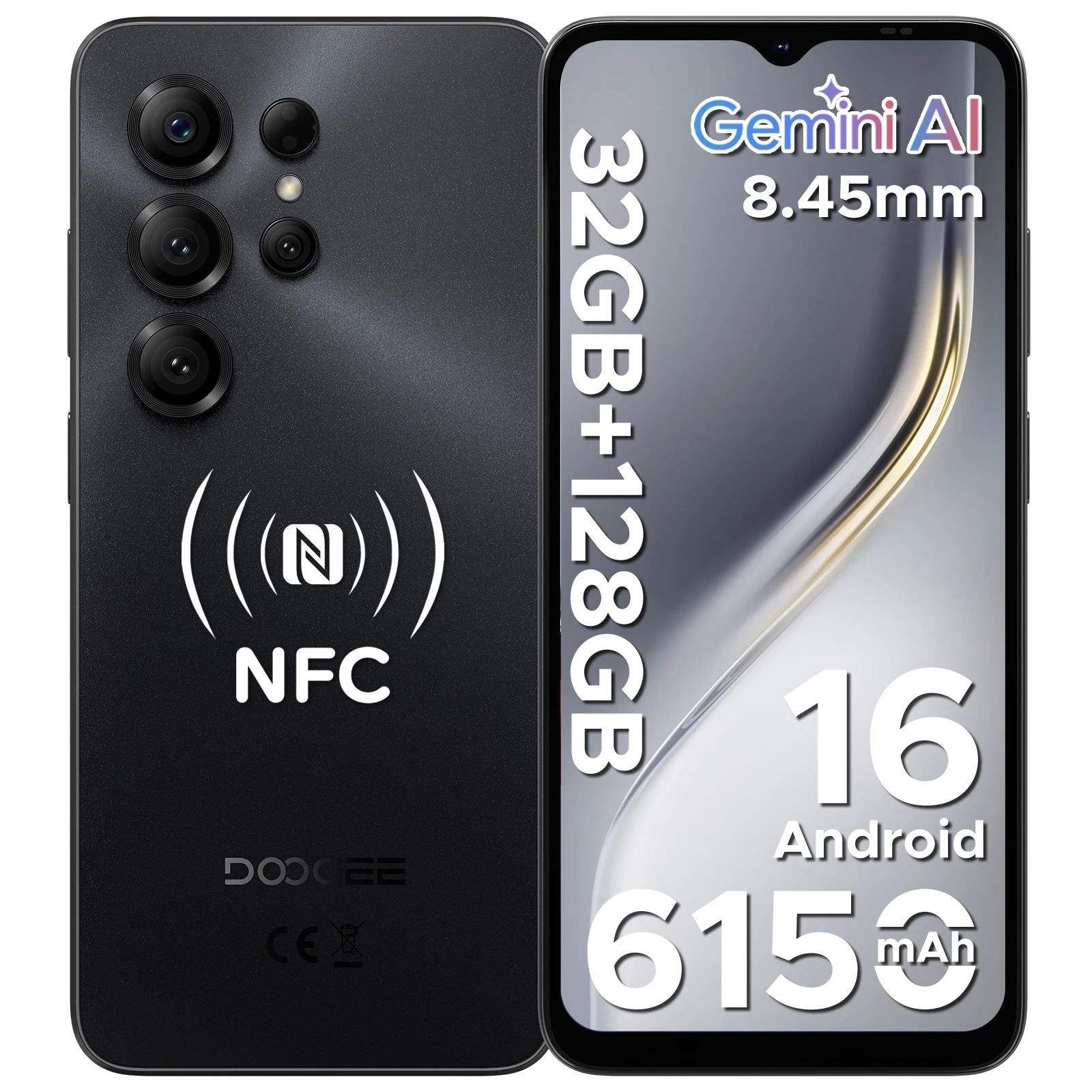 Smartphone DOOGEE Note56X Pro version globale, Android 16, Gemini AI, écran 6,56 pouces, batterie 6150 mAh, prise en charge Widevine L1, téléphone mobile