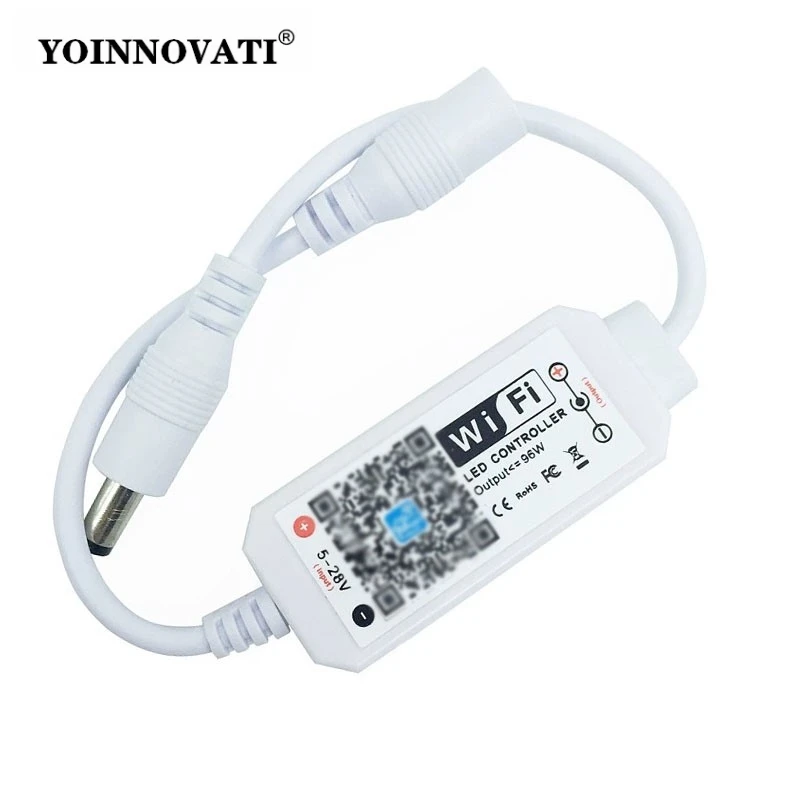 Mini Smart WiFi Dimmer Controller for Monochrome LED Strips, Voice Control & Sunrise/Sunset Dimming Via App, Low Voltage Use