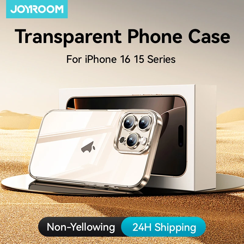 جراب Joyroom شفاف لهاتف iphone 16 pro max ، جراب هاتف محمول مضاد للأصفر ، غطاء حماية للعدسة