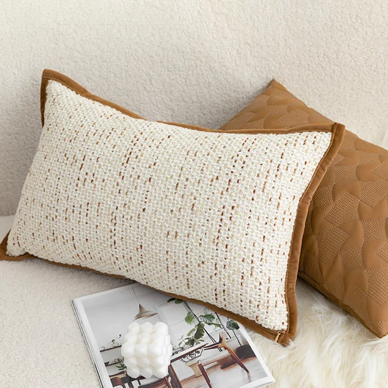 

Large Size Orange Coffee Texture Pillow Covers Modern Light Luxury Simplicity Cushion Cover Home Sofa Bedside Pillow Cases