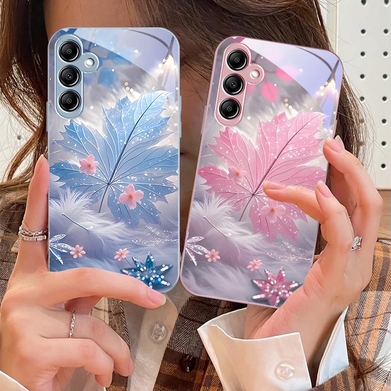 

Dreamy maple leaves For Samsung A73 72 71 A70 56 55 54 A53 52 51 A50 42 A35 A34 33 32 31 26 25 24 23 22 30 glass phone case