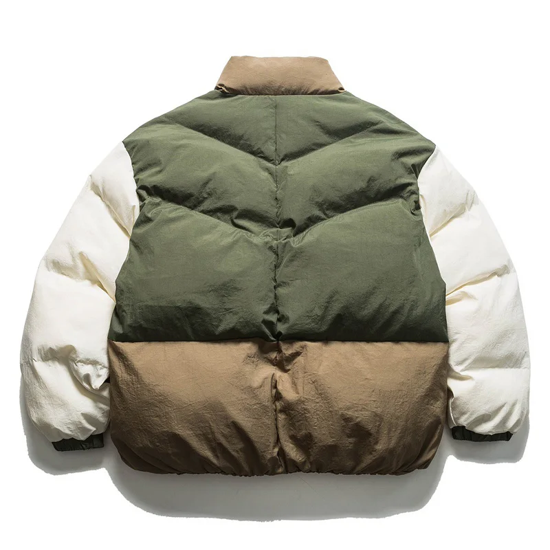 Winter Parkas Men Japanese Color Blocking Puff Lightweight Thick Jackets Harajuku Korean Style Oversized Warm Padded Coat Unisex