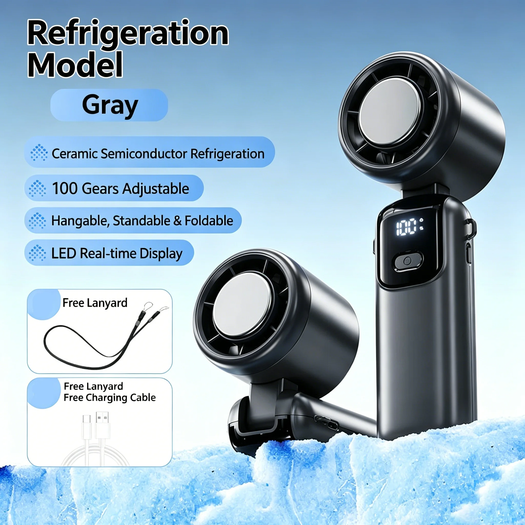 

S17 handheld fan, mini USB fan, silent, high wind power, digital display, small fanfor cooling