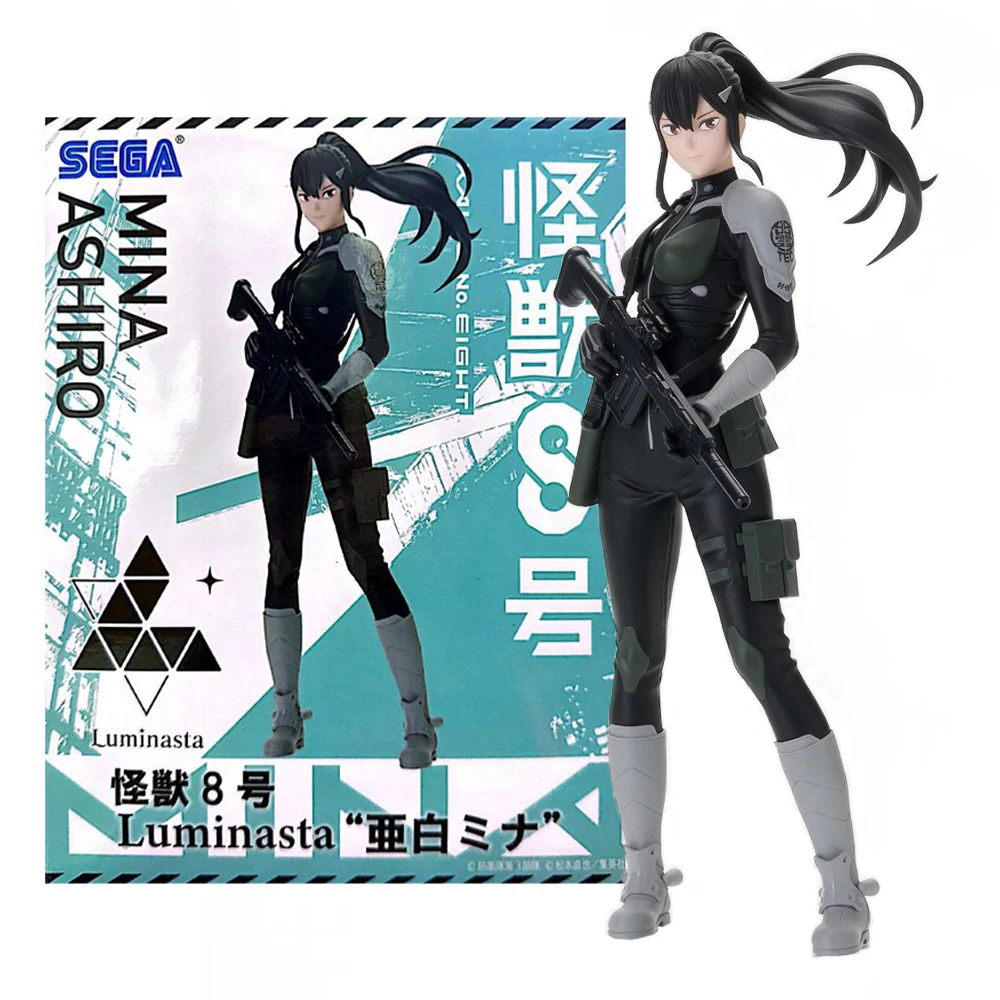20CM Anime Kaijuu No. 8 Ashiro Mina figura uniforme de combate sosteniendo pistola modelo de pie juguete colección de regalo figura de acción PVC