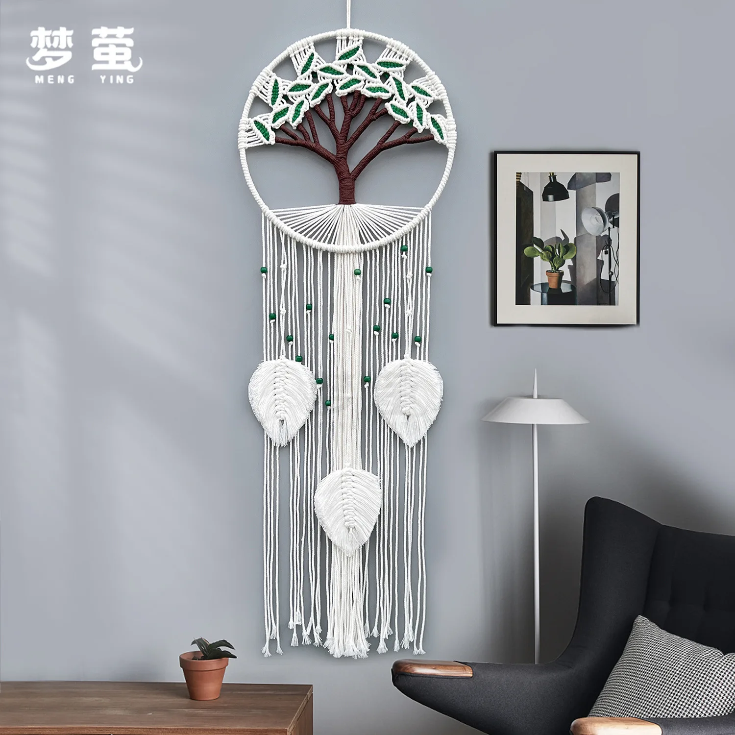

European and American foreign trade hot-selling ins wind room decoration handicrafts, cotton rope tree of life fringed hand-wove