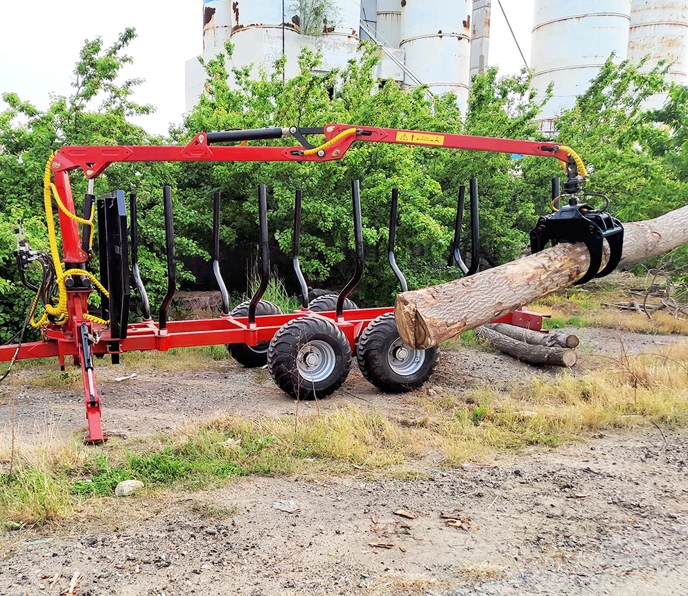 Forestry Machinery Grapple Log Trailer With Crane Trailer For Timber Harvest Business