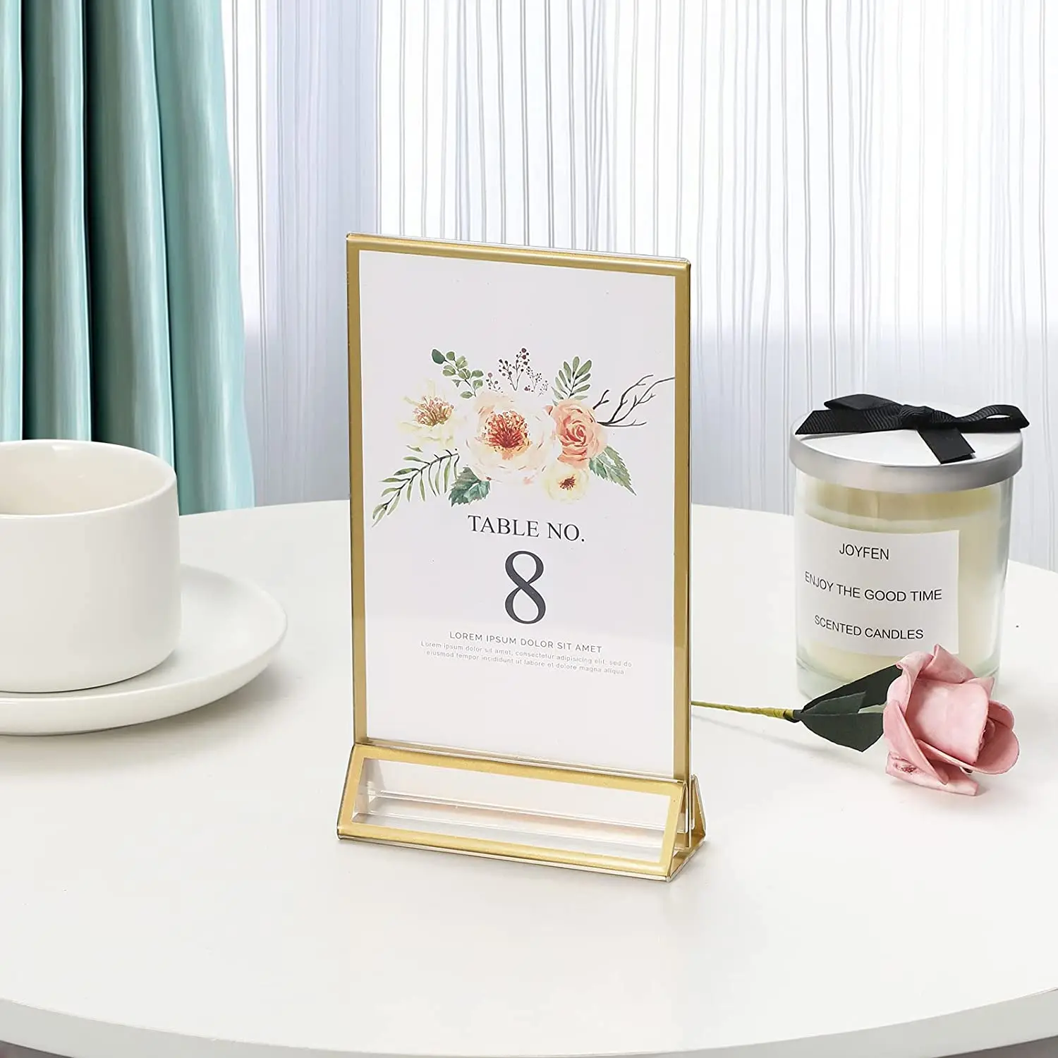 A6 100x150mm Double Acrylic Sign Holder Display Stand Gold Edge Table Number Menu Paper Holder Photo Picture Poster Frame