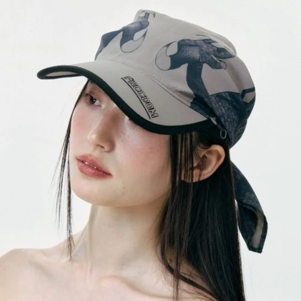 

Casual Sunscreen Dragon Claw Baseball Cap Bow Vintage Strappy Bandana Hat Hair Band Fashion Satin Headscarf Hat Girl