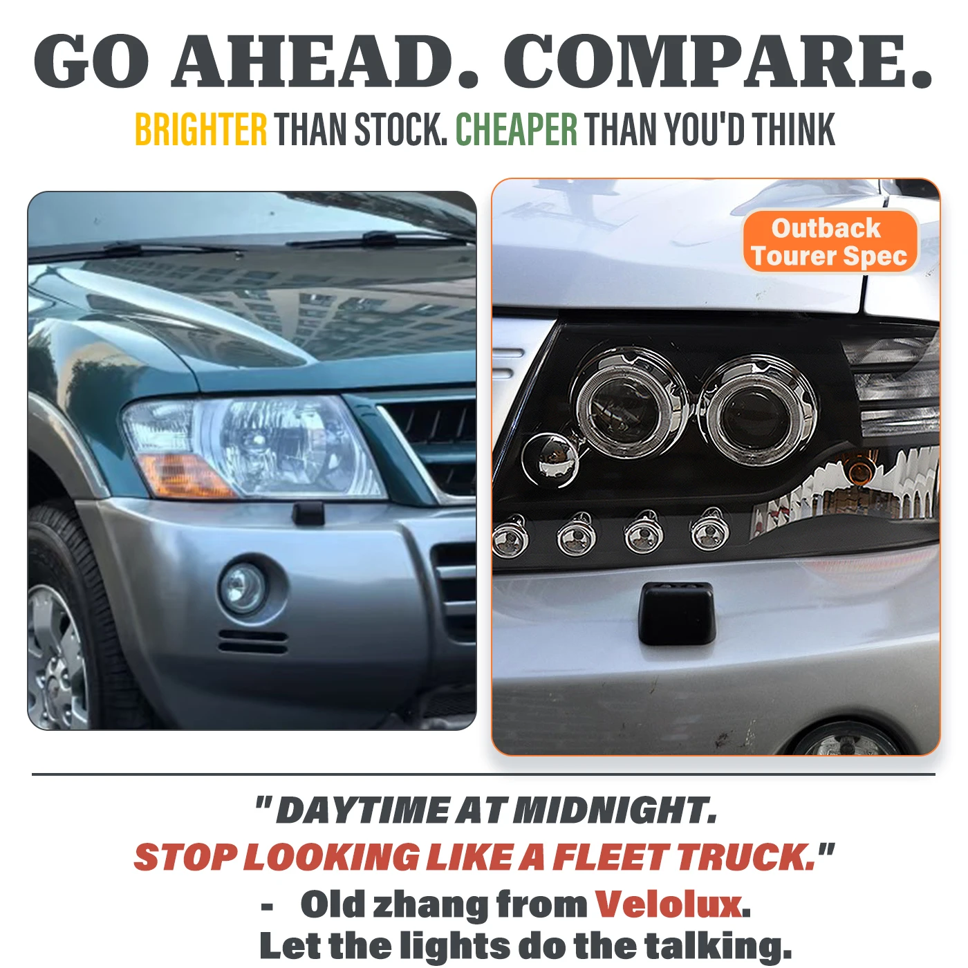 For Mitsubishi Pajero 2000-2012 Shogun Montero V73 V75 V77 Headlights Projector Upgrade Halo DRL Blackout HALOGEN MODEL ON