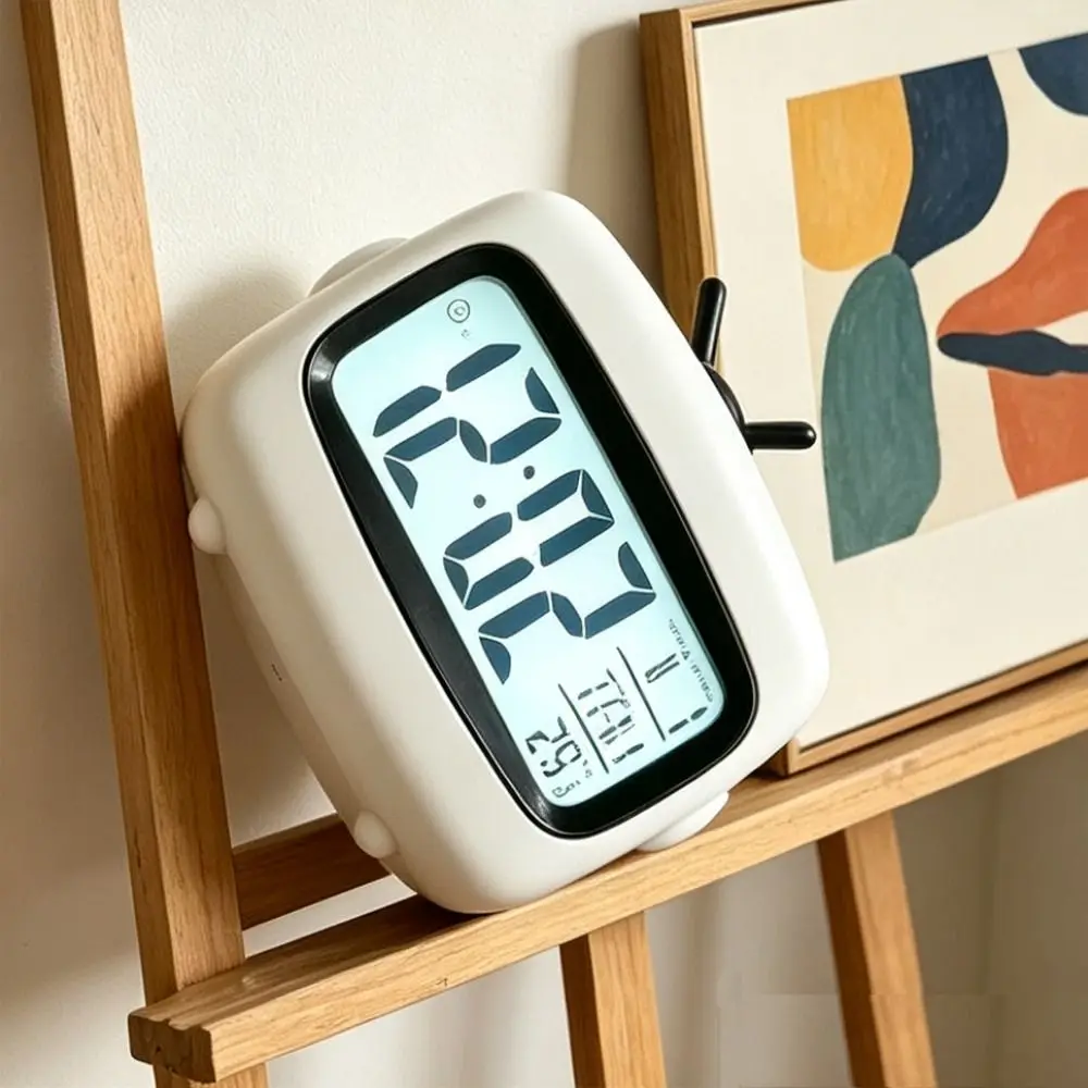 Press Top Screen Visual Timer Ultra Silent TV Shaped Light Up Clock Self-discipline Visualization Vintage TV Small Digital Alarm