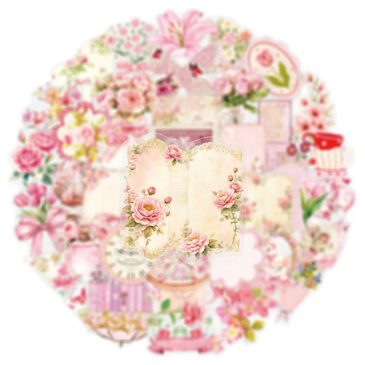 

50PCS Cartoon Art Flower PET Stickers Graffiti Decoration Water Cup Mobile Phone Case Skateboard Notebook Waterproof Toys Gifts