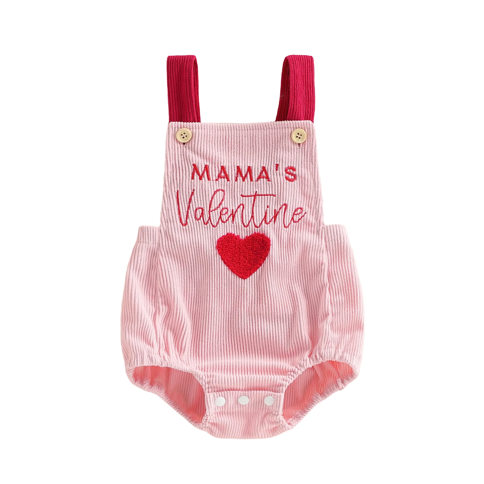 Baby Girl Valentines Overall Romper Heart Letter Sleeveless Jumpsuit Cute Spring Clothes 0-12M