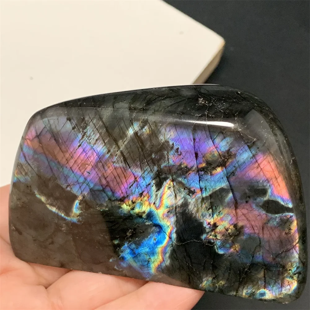 

Natural Stunning Purple Stripes Light Labradorite Specimens Standing Yellow Blue Light Labrador Ornaments Healing Beads Pendants
