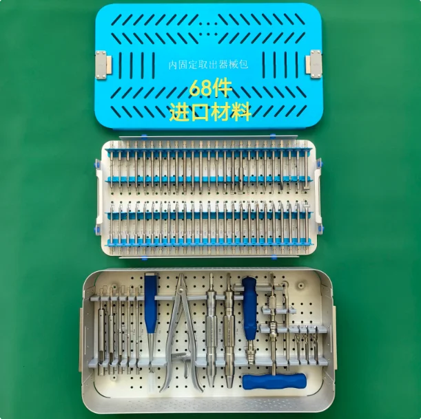 Orthopedic minimally invasive nail removal, internal fixation removal instrument kit