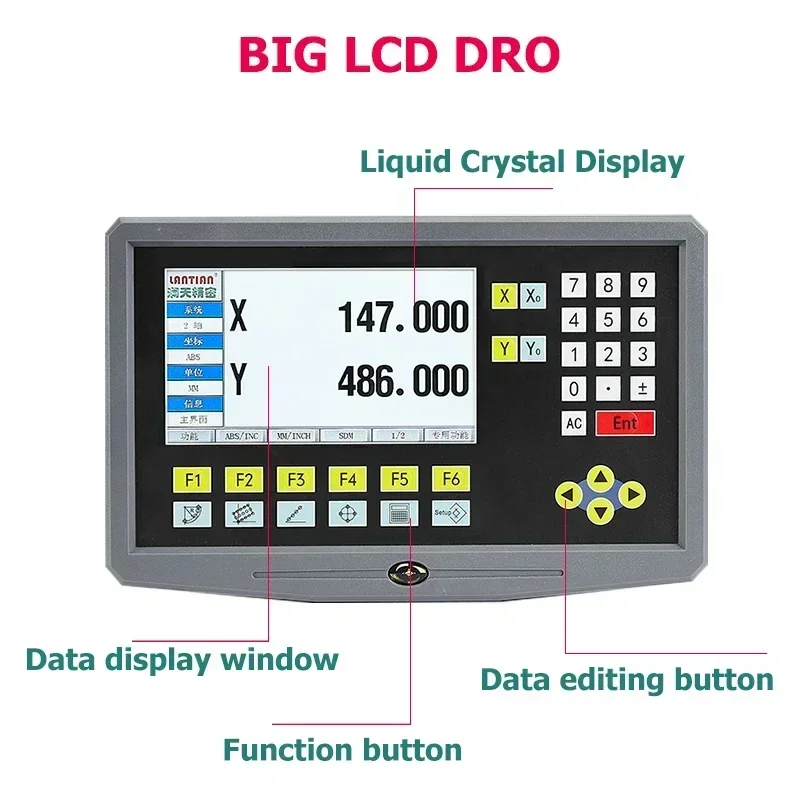 LCD DRO Digital Readout Display YH800-2 2 Axis  AC90-260V Displacement sensor  50-1000mm Linear Scale Encoder Grating Ruler