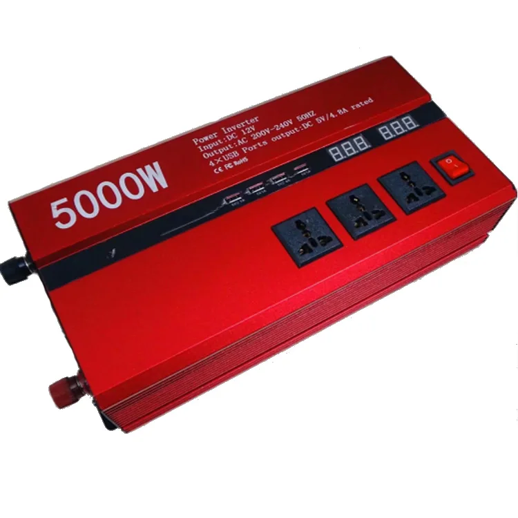 High Efficiency 1600W 2000W 3000W 4000W 5000W Car Inverter DC12V to AC200v-240V Solar Inverter with 4Usb Output Ac Inverter