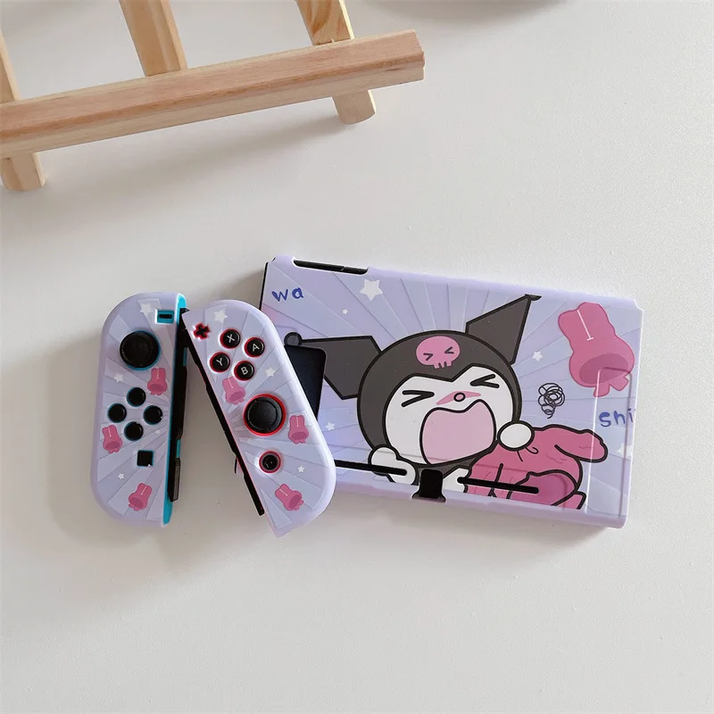 

Cartoon Kuromi Case For Nintendo Switch OLED NS Protective Cover Game Console Handle Accessories Anti-fall TPU Shell