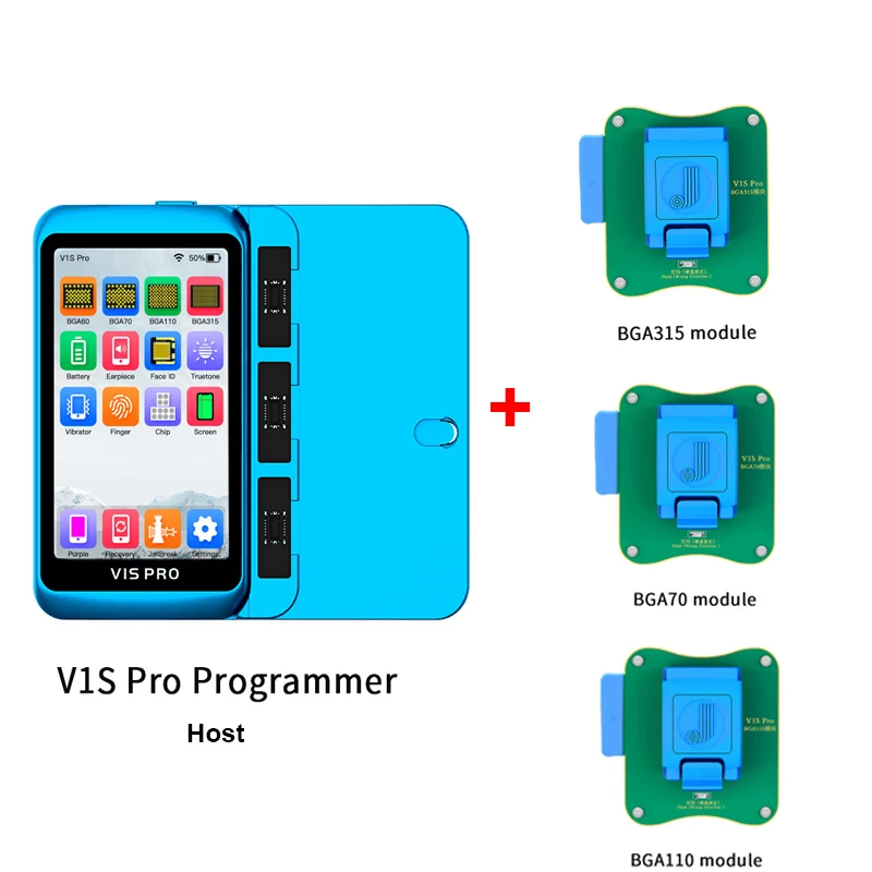 

JCID V1S PRO Programmer with BGA315 BGA110 BGA70 Socket Support Built-in Battery Nand Flash Read Write for Phone 6-14 Pro Max