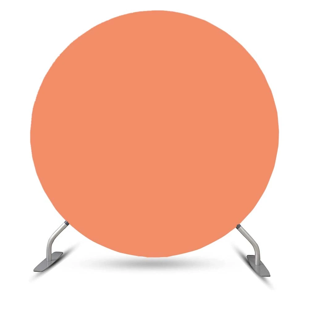 Pink Orange Solid Color Theme Round Backdrop Cover for Girls Birthday Parties, Wedding and Baby Shower Party Decoration Props