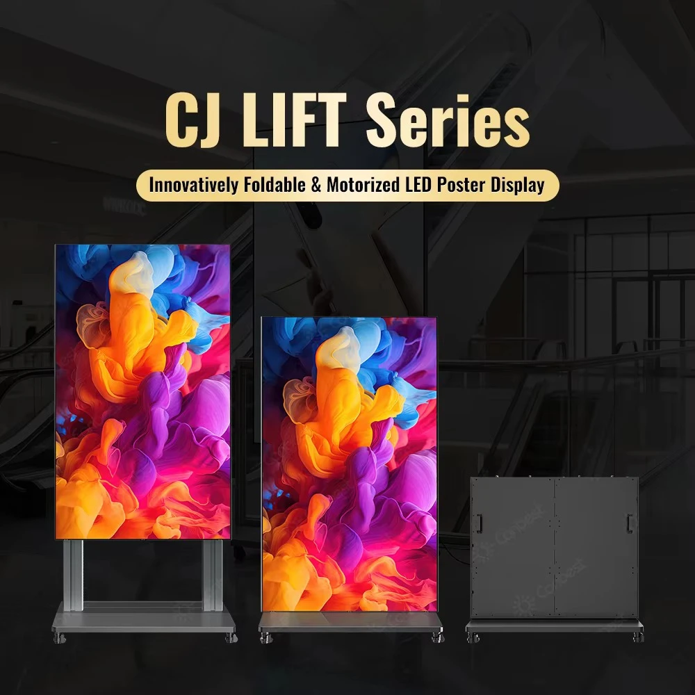 Canbest CJ Lift Motorized LED Poster Display Ultra Fine Pitch P1.2 P1.5 P1.8 Micro LED Screen Wireless Cascade Digital Signage