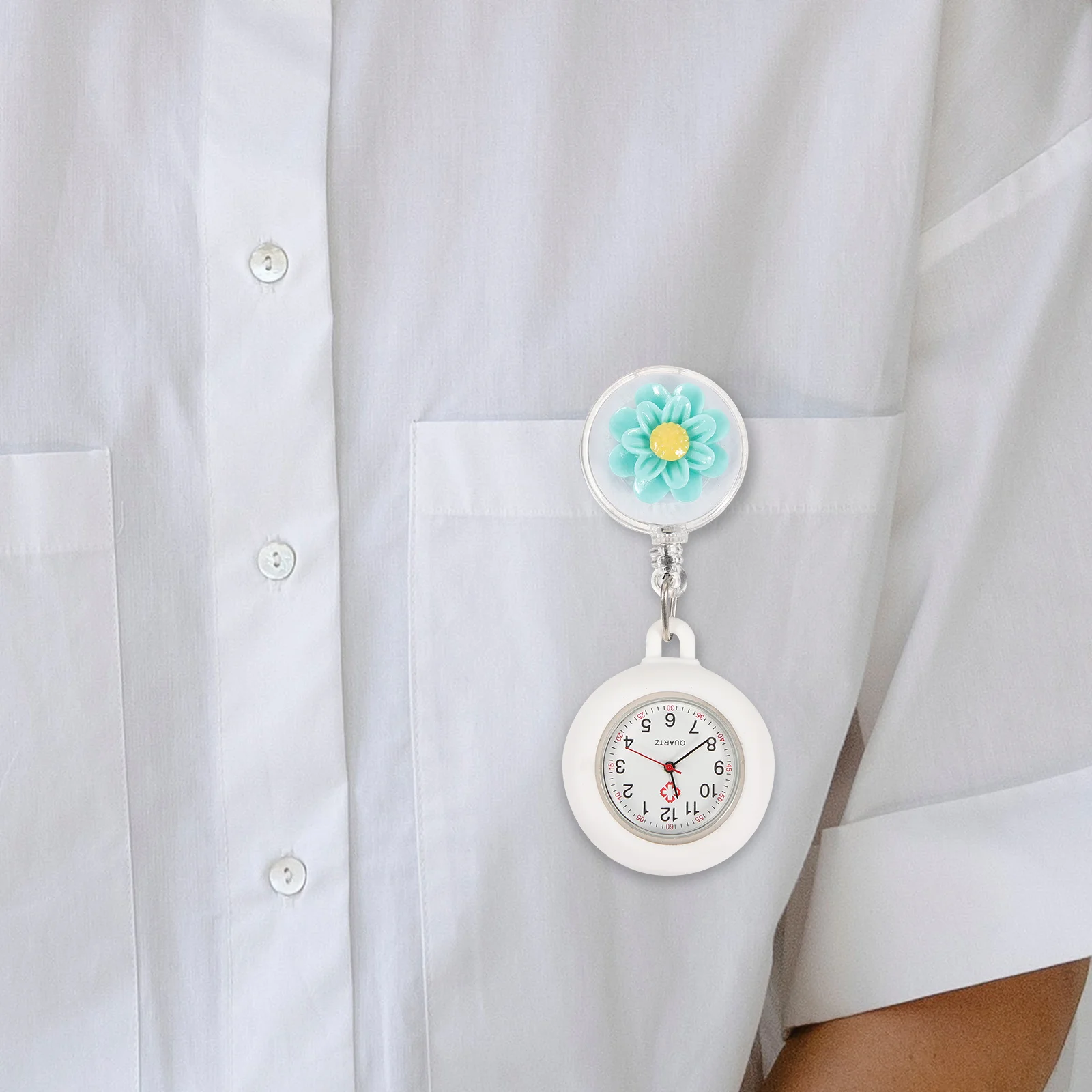 

Nurse Watch Retractable Clip on Portable Convenient Medical Coat Handbag Use Exquisite Craftsmanship Accurate Timing