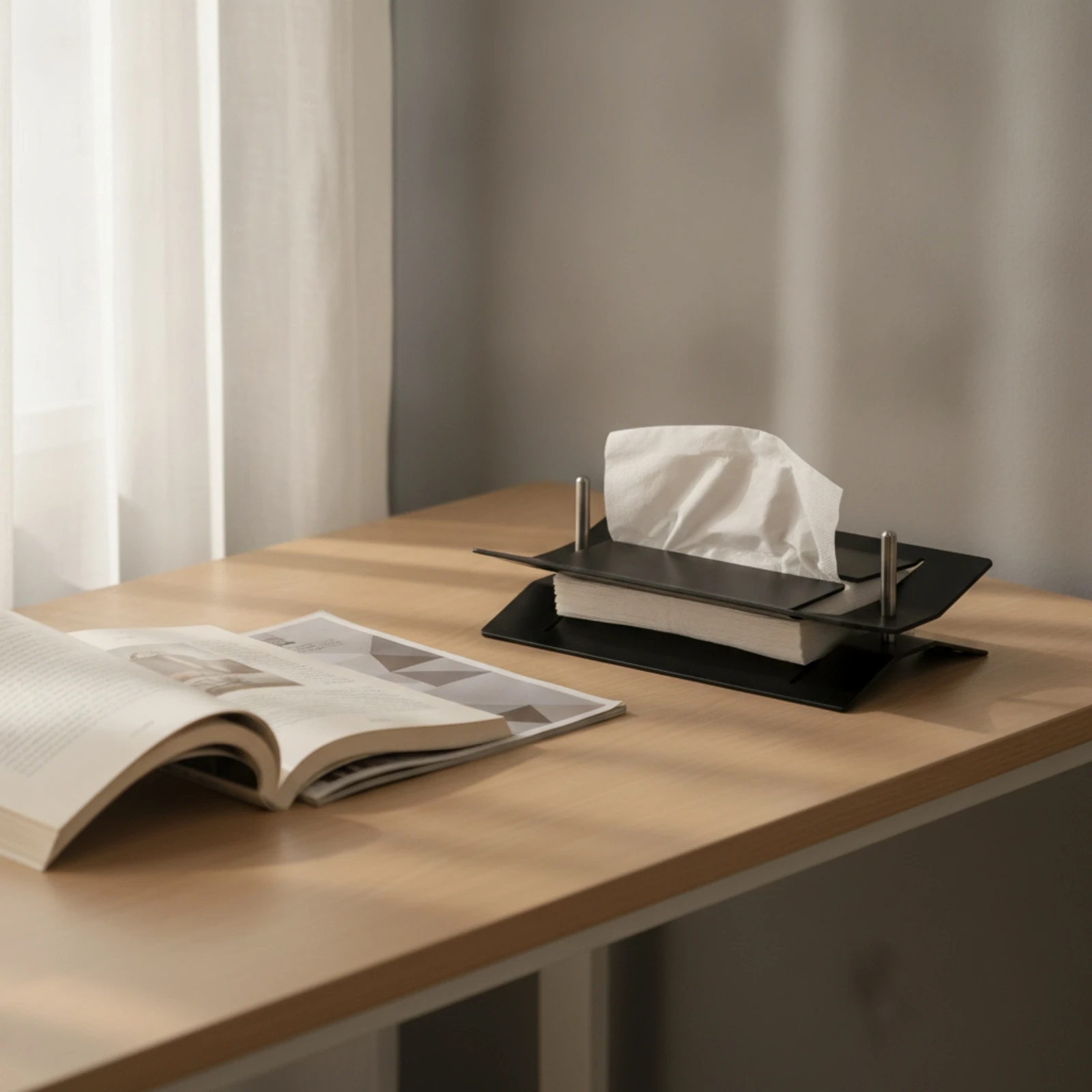 Metal Tissue Box Decorative Tissue Box with Geometric Structure Facial Napkin Holder Modern Easy to Clean for Living Room